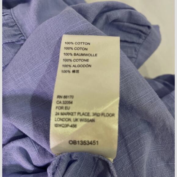 Free People Kiss Kiss Blouse Lilac Blue S | Button Front Lace-Up Cuff Boho Top - Picture 6 of 11